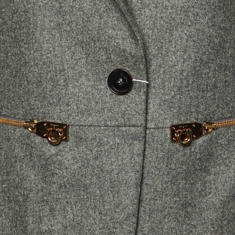 Pre Owned Salvatore Ferragamo Grey Wool Blazer XL