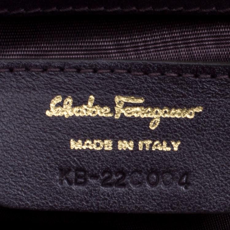 Pre Owned Salvatore Ferragamo Purple Leather Gancio Lock Chain Clutch