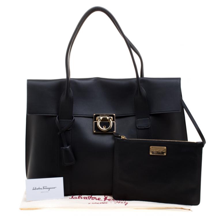 مملوكة مسبقًا Salvatore Ferragamo Black Leather Large Sookie Tote
