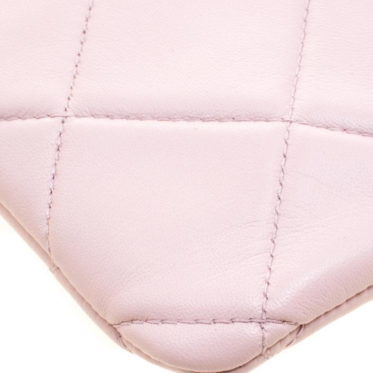 Pre Owned Salvatore Ferragamo Pink Quilted Leather Macaron Clutch