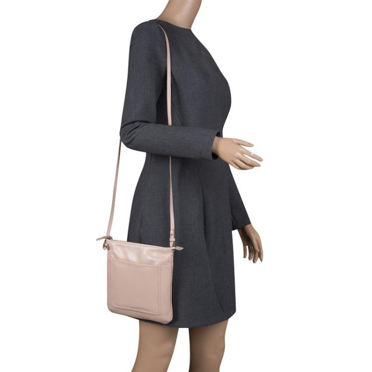 Pre Owned Salvatore Ferragamo Beige Leather Crossbody Bag