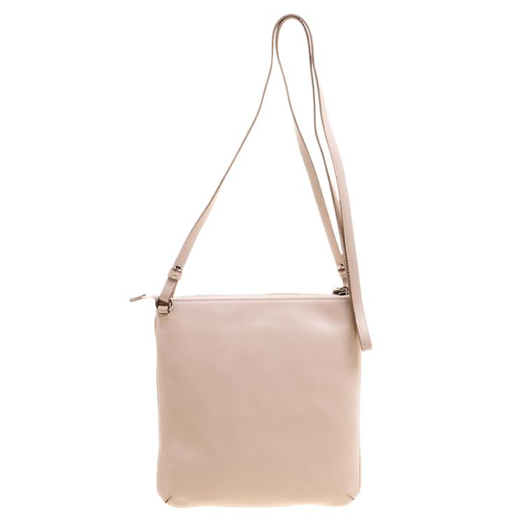 Pre Owned Salvatore Ferragamo Beige Leather Crossbody Bag