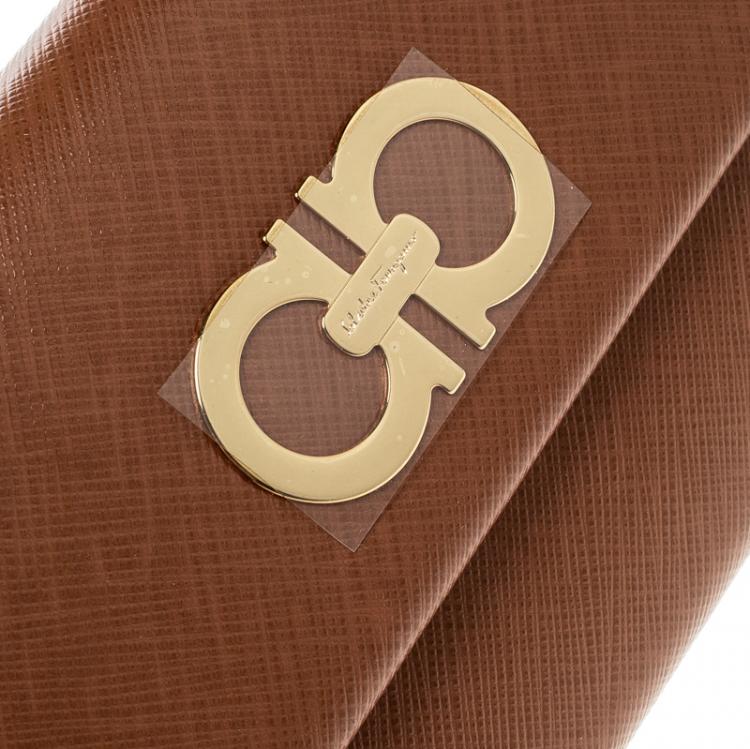 Pre Owned Salvatore Ferragamo Brown Leather Continental Wallet