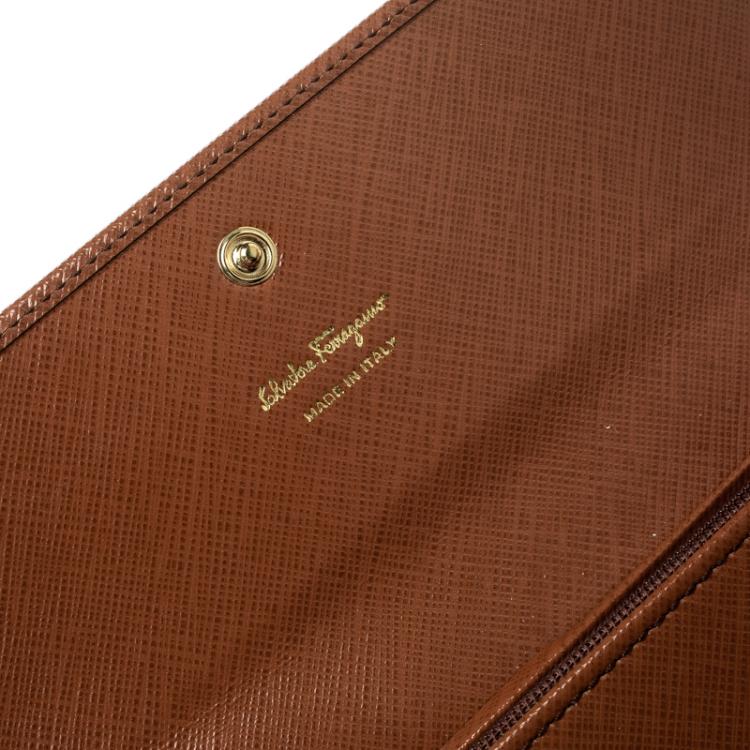 Pre Owned Salvatore Ferragamo Brown Leather Continental Wallet