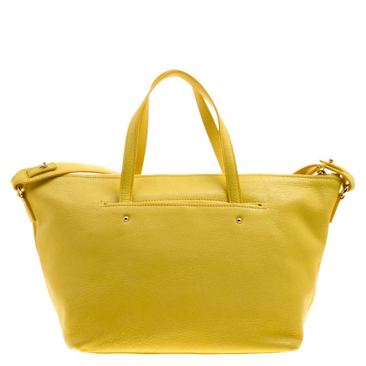 Pre Owned Salvatore Ferragamo Yellow Leather Small Mika Tote