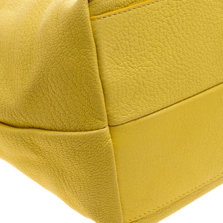 Pre Owned Salvatore Ferragamo Yellow Leather Small Mika Tote