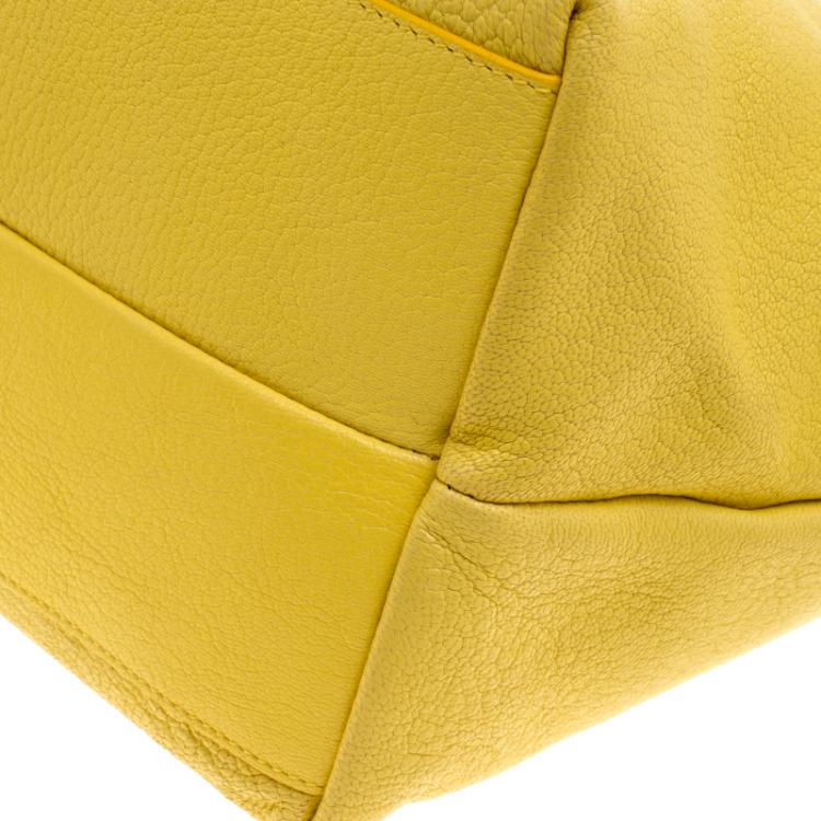 Pre Owned Salvatore Ferragamo Yellow Leather Small Mika Tote
