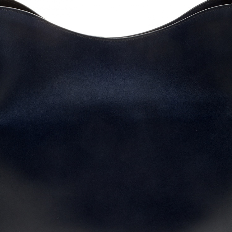 Pre Owned Salvatore Ferragamo Navy Blue Leather Hobo