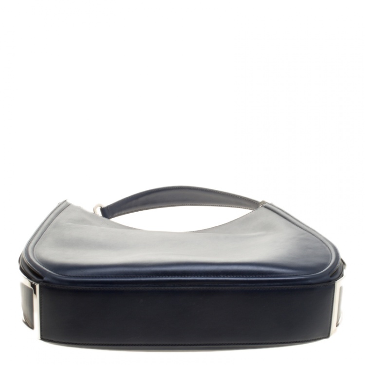 Pre Owned Salvatore Ferragamo Navy Blue Leather Hobo