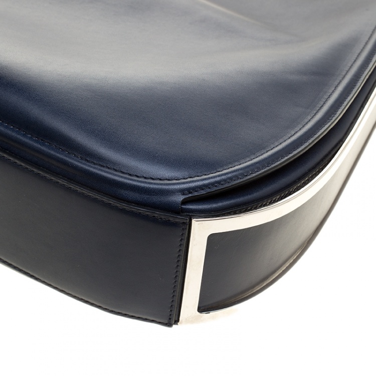 Pre Owned Salvatore Ferragamo Navy Blue Leather Hobo