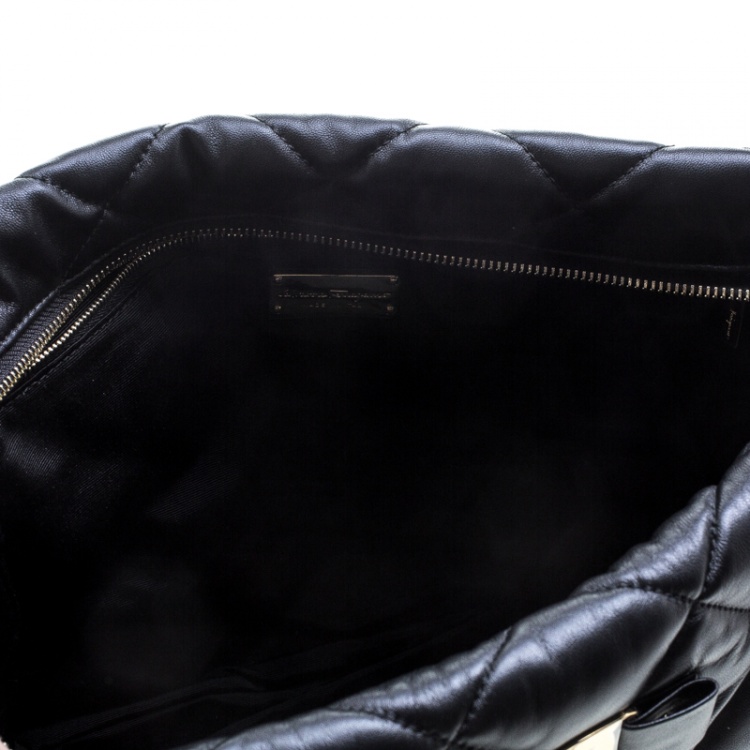 مملوكة مسبقًا Salvatore Ferragamo Black Quilted Leather Ginette Chain Shoulder Bag