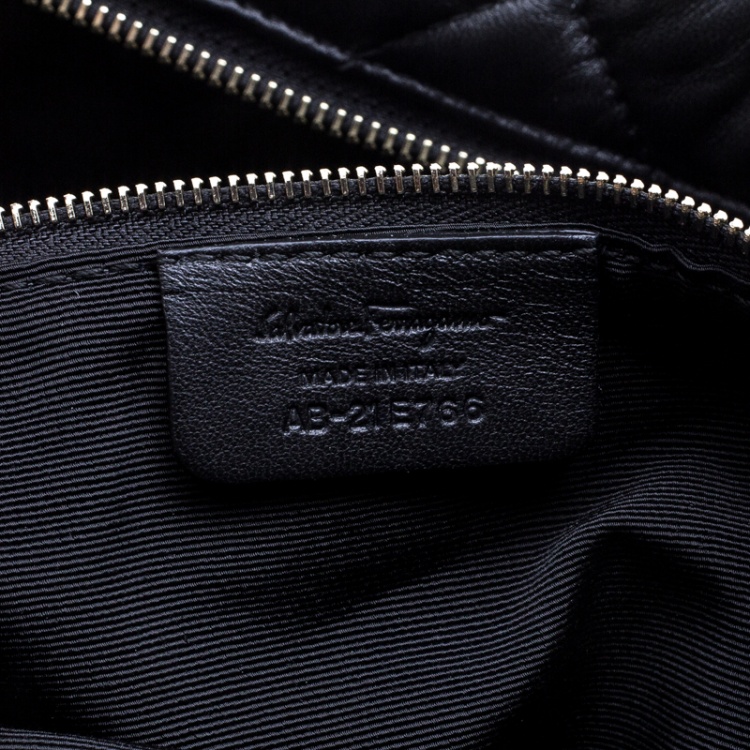 مملوكة مسبقًا Salvatore Ferragamo Black Quilted Leather Ginette Chain Shoulder Bag