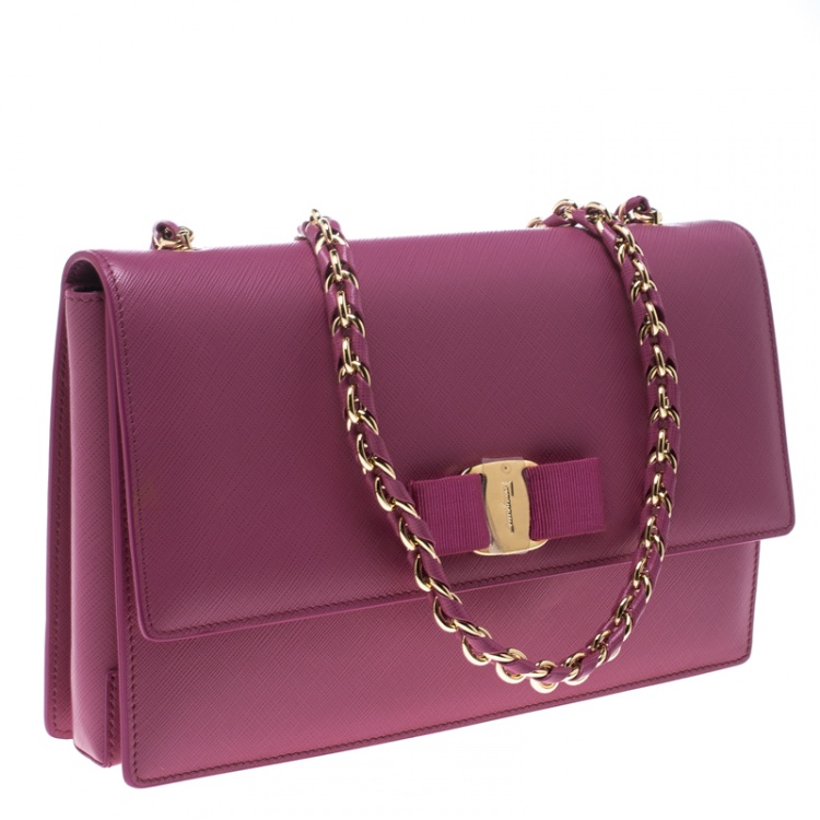 Pre Owned Salvatore Ferragamo Pink Leather Medium Ginny Shoulder Bag