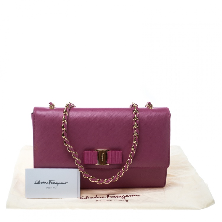 Pre Owned Salvatore Ferragamo Pink Leather Medium Ginny Shoulder Bag