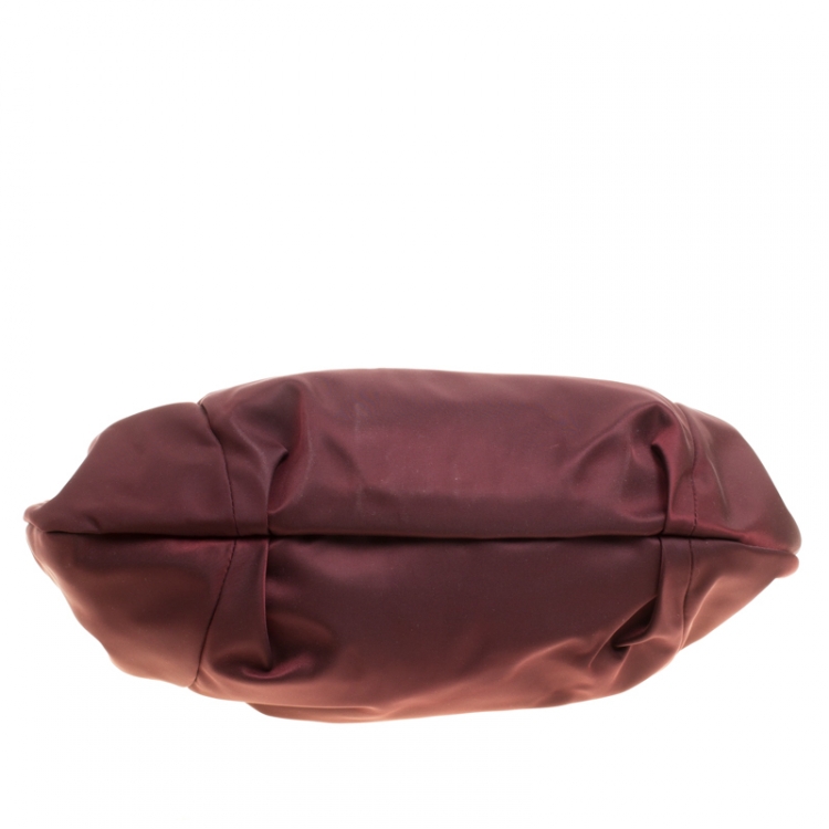 Pre Owned Salvatore Ferragamo Maroon Nylon Hobo