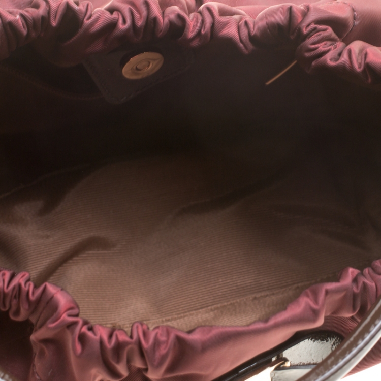 Pre Owned Salvatore Ferragamo Maroon Nylon Hobo