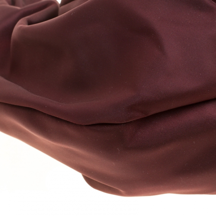 Pre Owned Salvatore Ferragamo Maroon Nylon Hobo