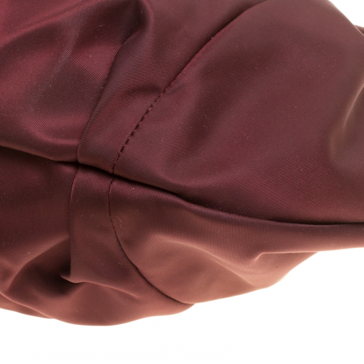 Pre Owned Salvatore Ferragamo Maroon Nylon Hobo