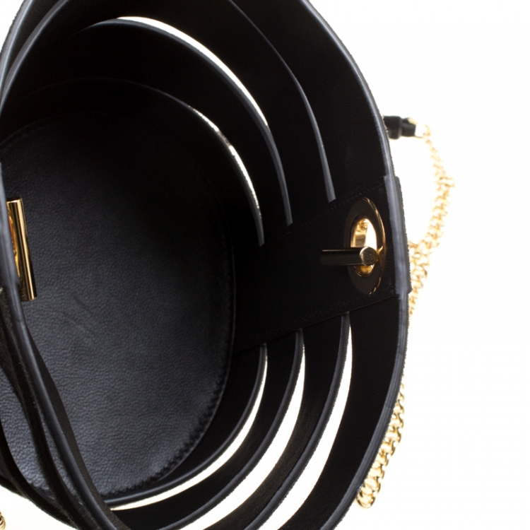 Pre Owned Salvatore Ferragamo Black Suede Cocktail Bucket Bag