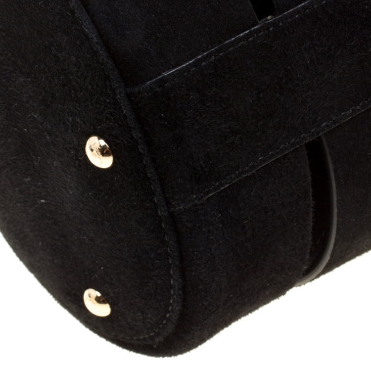 Pre Owned Salvatore Ferragamo Black Suede Cocktail Bucket Bag