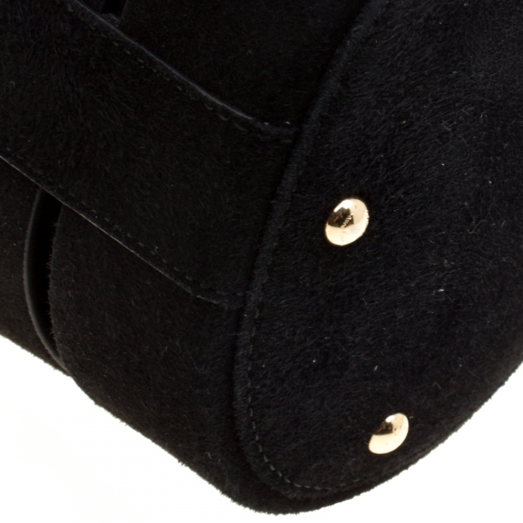 Pre Owned Salvatore Ferragamo Black Suede Cocktail Bucket Bag