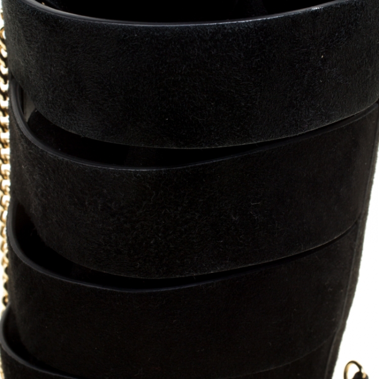 Pre Owned Salvatore Ferragamo Black Suede Cocktail Bucket Bag