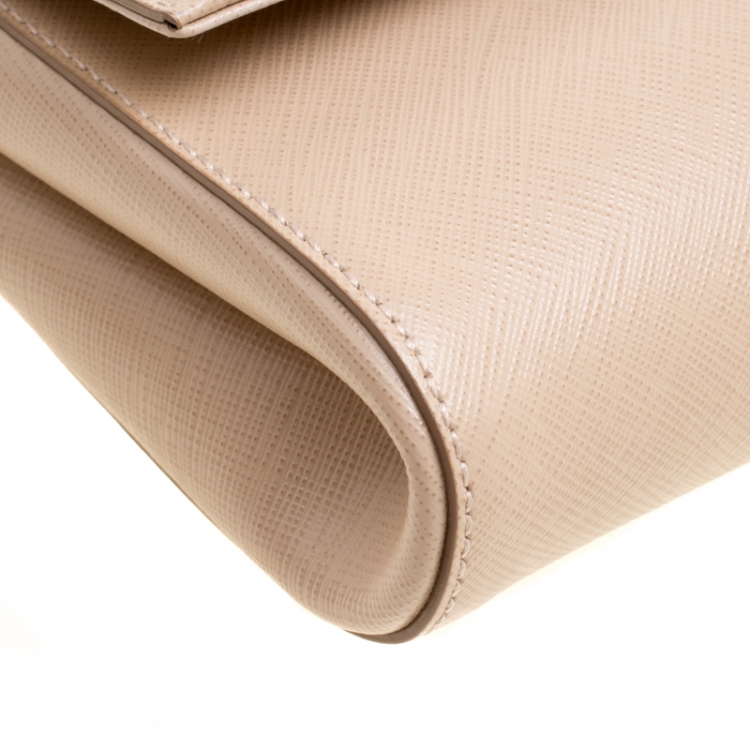 Pre Owned Salvatore Ferragamo Beige Leather Bow Ginny Long Clutch