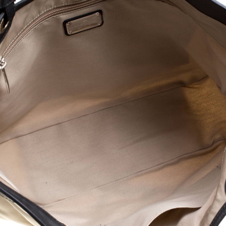 Pre Owned Salvatore Ferragamo Beige Nylon Top Handle Bag