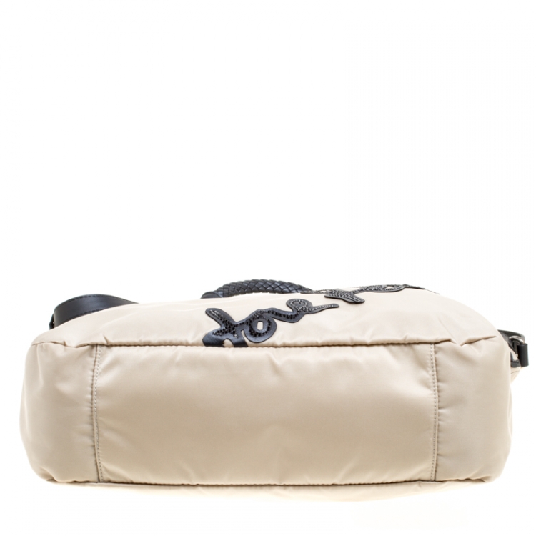 Pre Owned Salvatore Ferragamo Beige Nylon Top Handle Bag