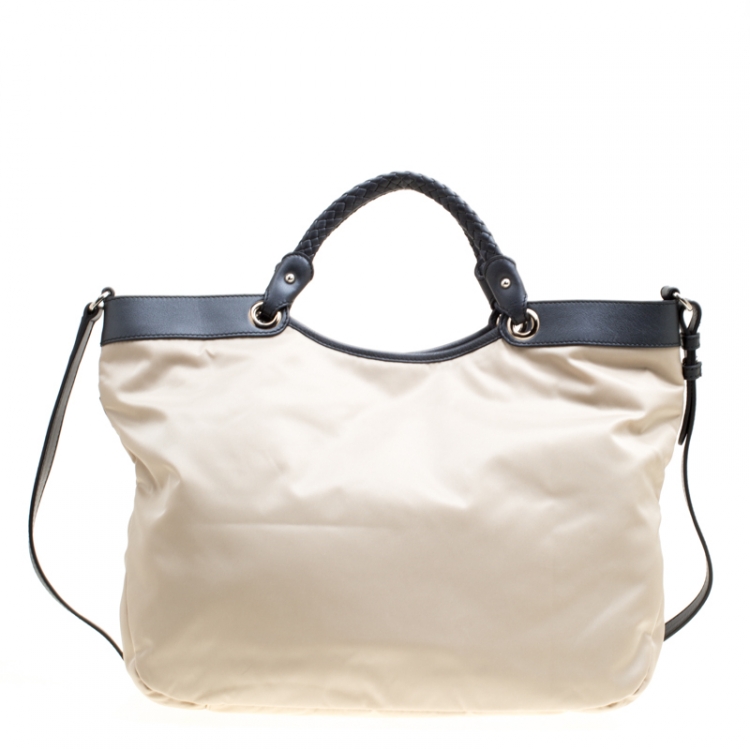 Pre Owned Salvatore Ferragamo Beige Nylon Top Handle Bag