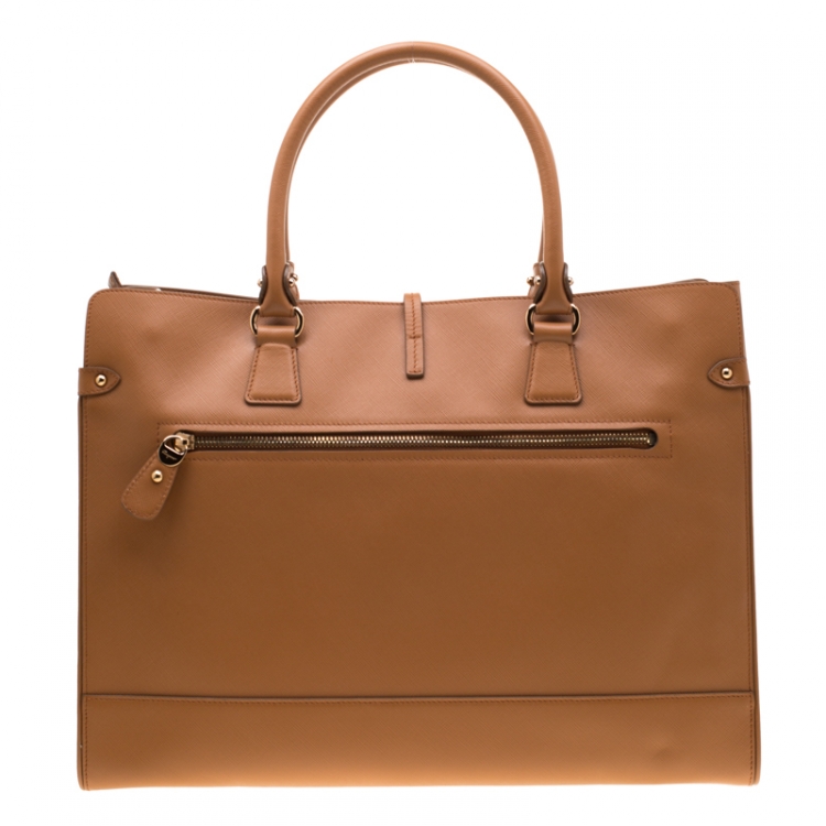 Pre Owned Salvatore Ferragamo Brown Leather Large Briana Tote
