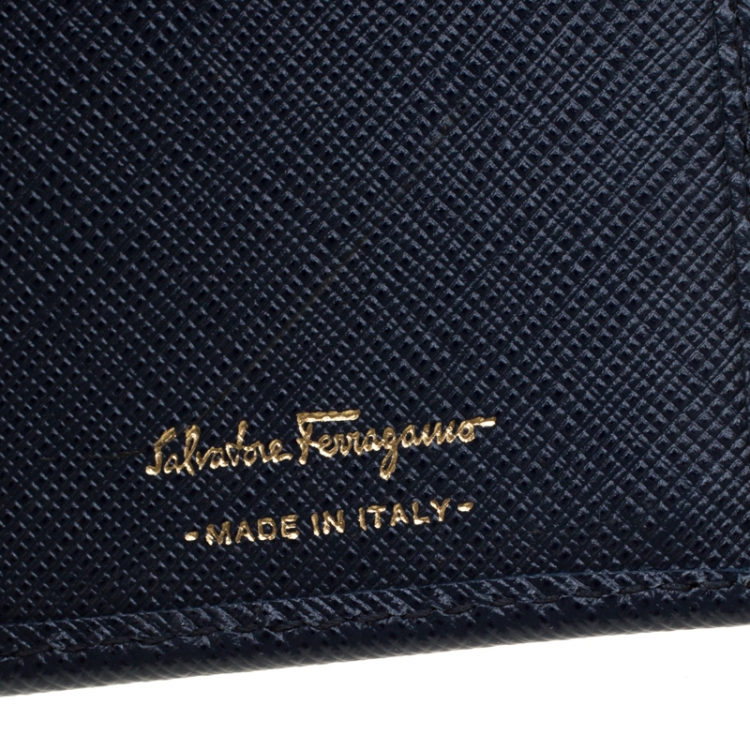 Pre Owned Salvatore Ferragamo Blue Leather Miss Vara Wallet