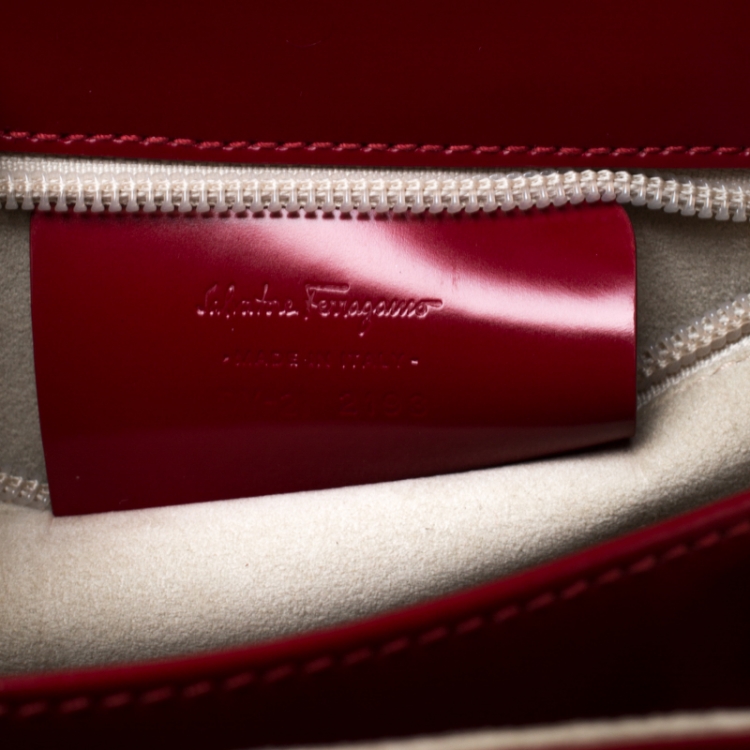 Pre Owned Salvatore Ferragamo Red Leather Kelly Top Handle Bag
