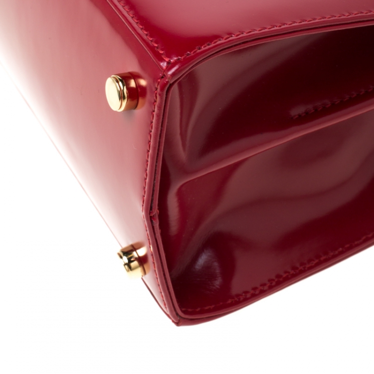 Pre Owned Salvatore Ferragamo Red Leather Kelly Top Handle Bag