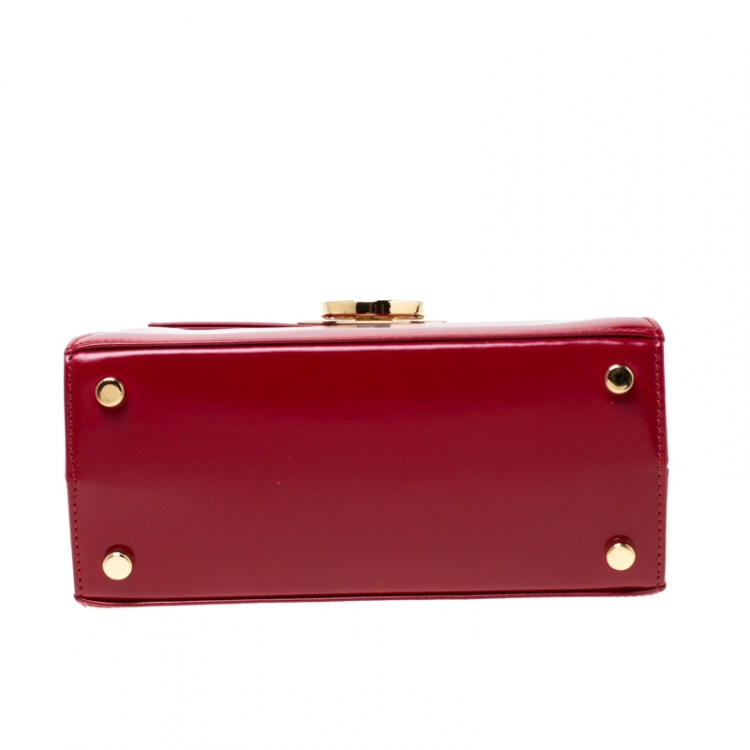 Pre Owned Salvatore Ferragamo Red Leather Kelly Top Handle Bag