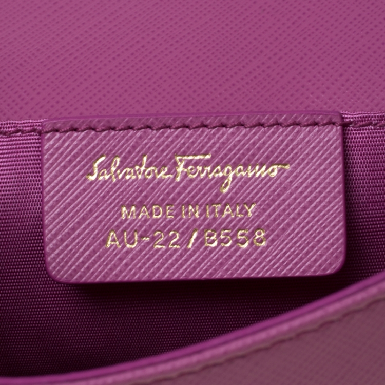 Pre Owned Salvatore Ferragamo Pink Saffiano Leather Crossbody Bag