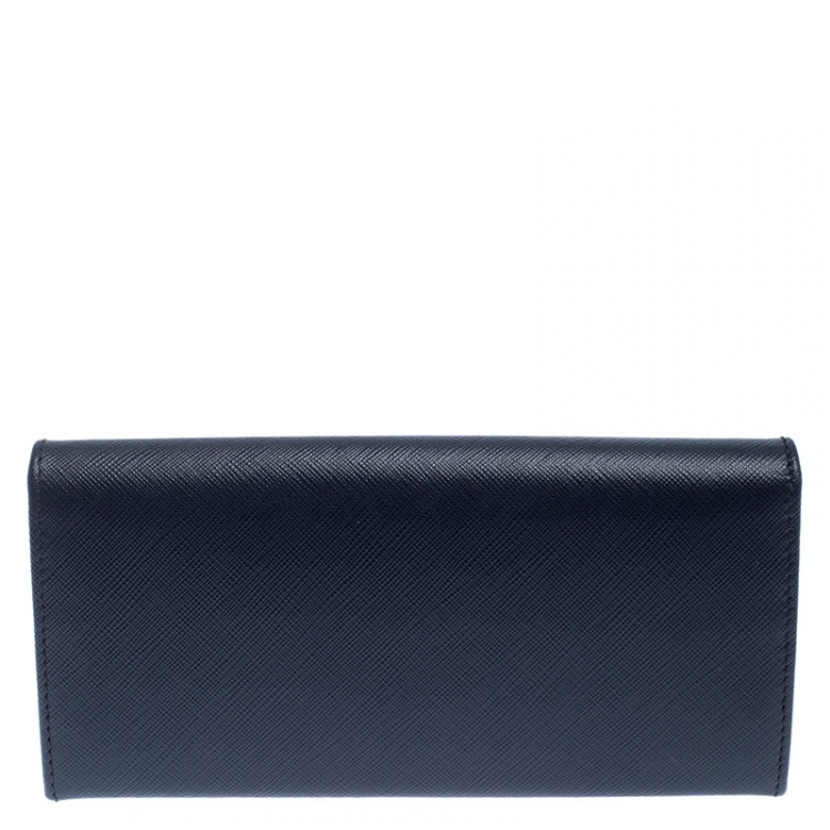 Pre Owned Salvatore Ferragamo Oxford Blue Leather Gancini Continental Wallet
