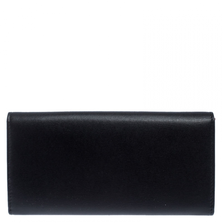 Pre Owned Salvatore Ferragamo Black Leather Gancini Flap Wallet