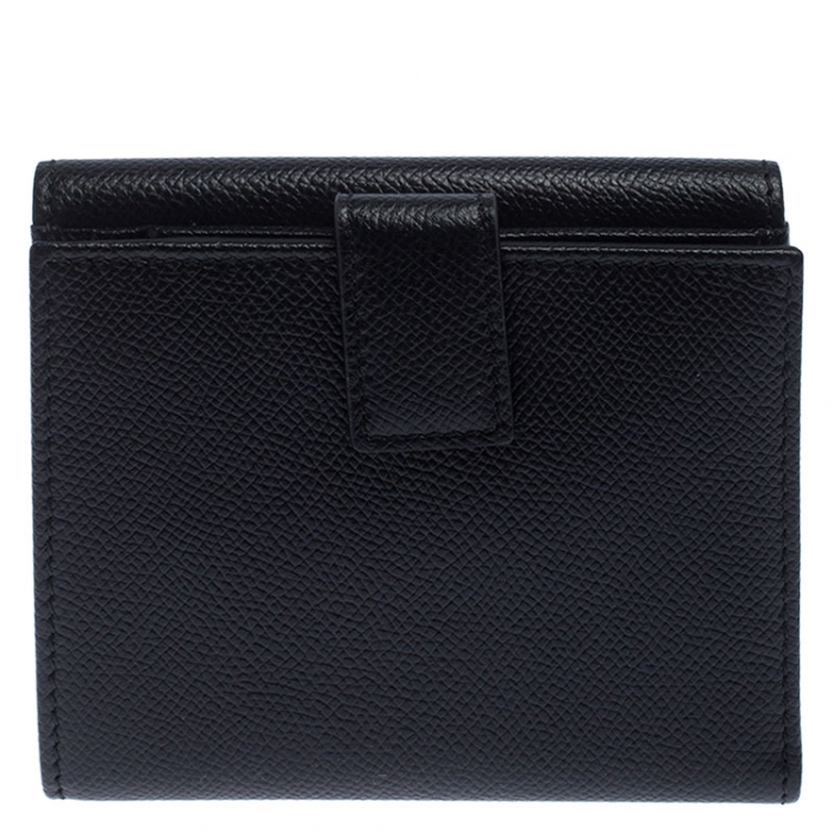 Pre Owned Salvatore Ferragamo Black Leather Gancini Bifold Wallet