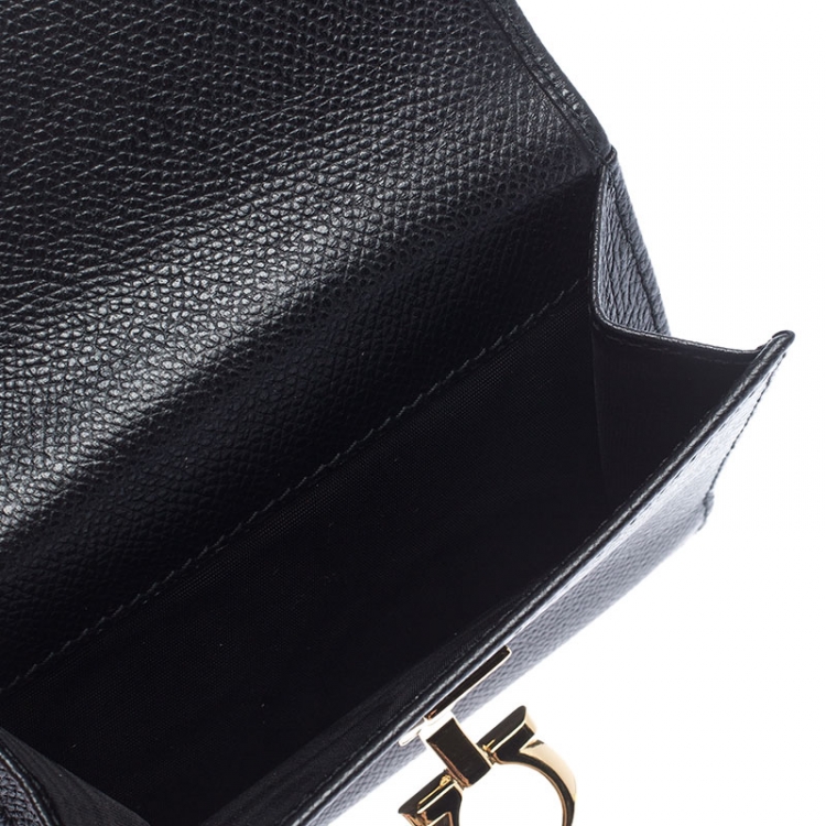 Pre Owned Salvatore Ferragamo Black Leather Gancini Bifold Wallet