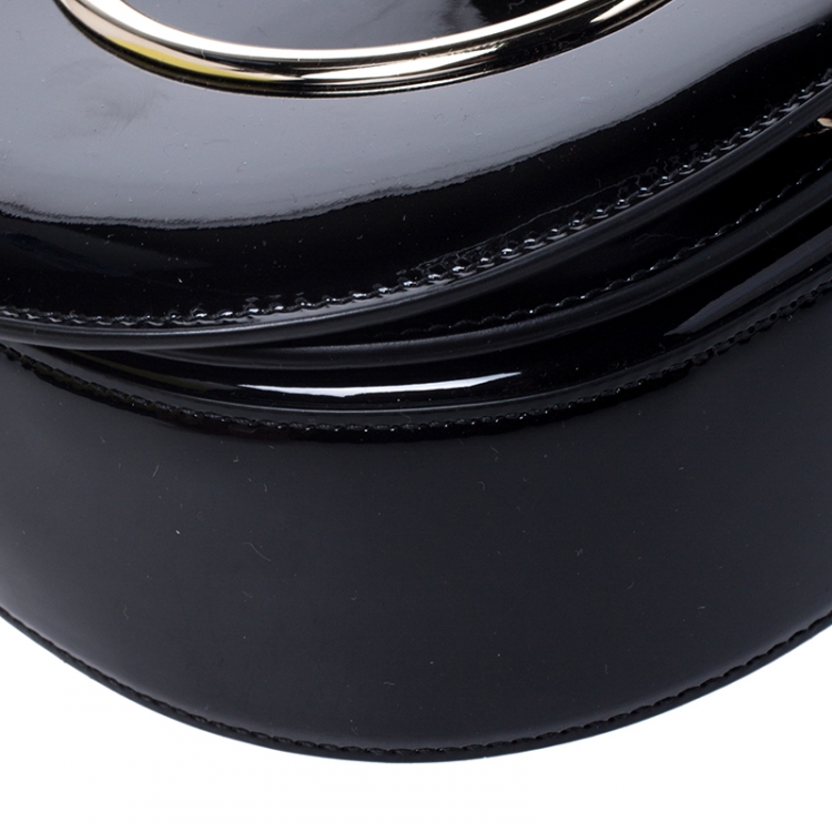 Pre Owned Salvatore Ferragamo Black Patent Leather Vella Crossbody Bag