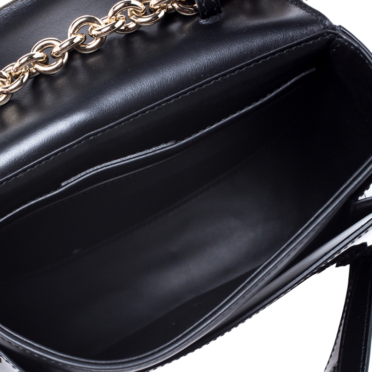Pre Owned Salvatore Ferragamo Black Patent Leather Vella Crossbody Bag