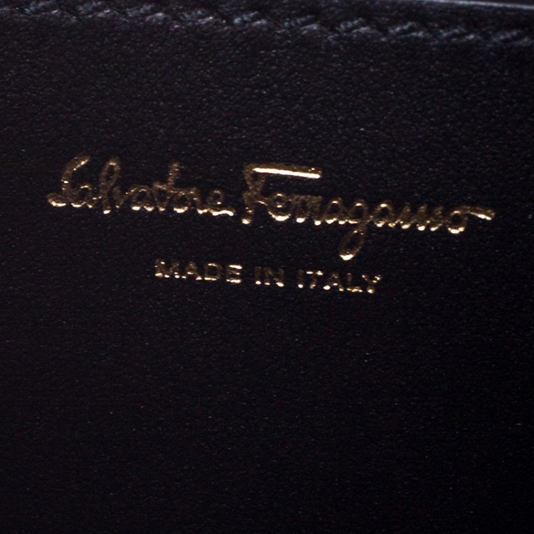 Pre Owned Salvatore Ferragamo Black Patent Leather Vella Crossbody Bag