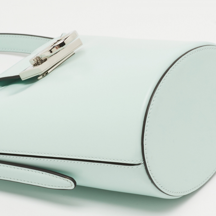 Pre Owned Salvatore Ferragamo Mint Green Leather Trifolio Shoulder Bag