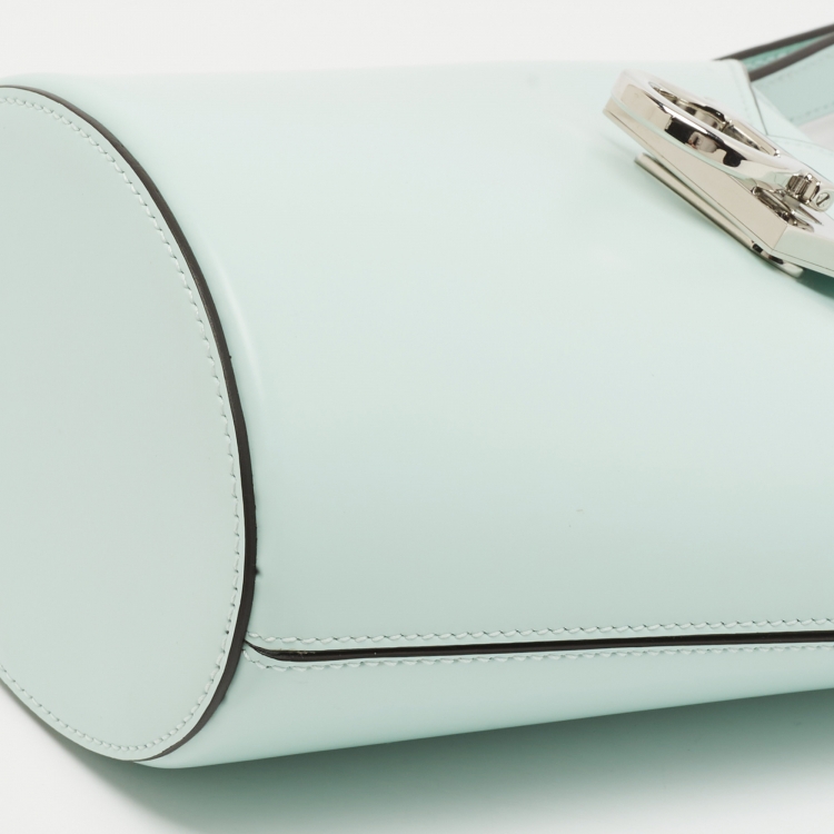 Pre Owned Salvatore Ferragamo Mint Green Leather Trifolio Shoulder Bag
