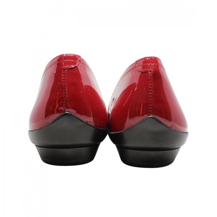Pre Owned Salvatore Ferragamo Red Patent Audrey Mary Jane Ballet Flats Size 39.5