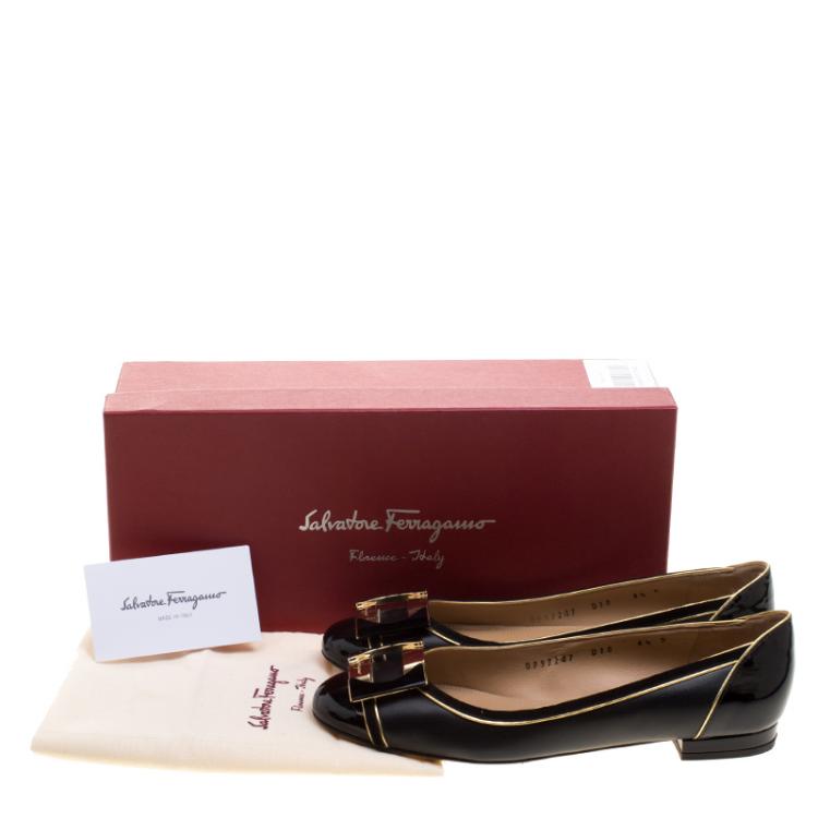 Pre Owned Salvatore Ferragamo Black Leather Missy Ballet Flats Size 37 