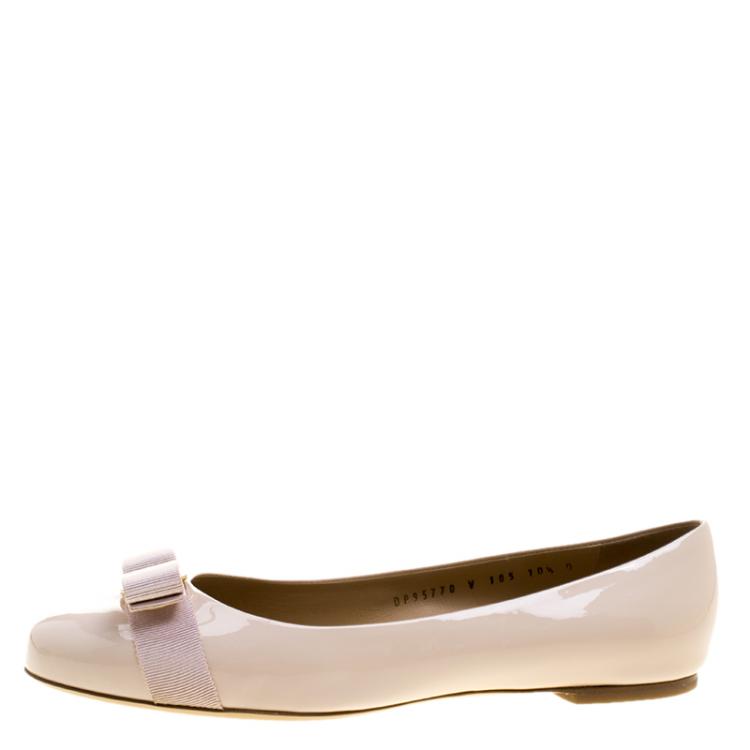 Pre Owned Salvatore Ferragamo Blush Pink Patent Leather Varina Ballet Flats Size 41