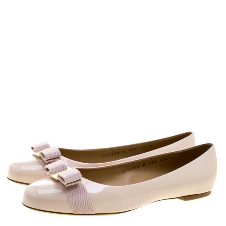 Pre Owned Salvatore Ferragamo Blush Pink Patent Leather Varina Ballet Flats Size 41