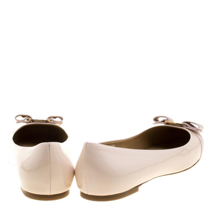 Pre Owned Salvatore Ferragamo Blush Pink Patent Leather Varina Ballet Flats Size 41
